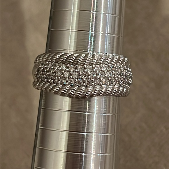Judith Ripka Sterling Diamonique Wave Design Verona Ring Size 11 - Picture 2 of 9